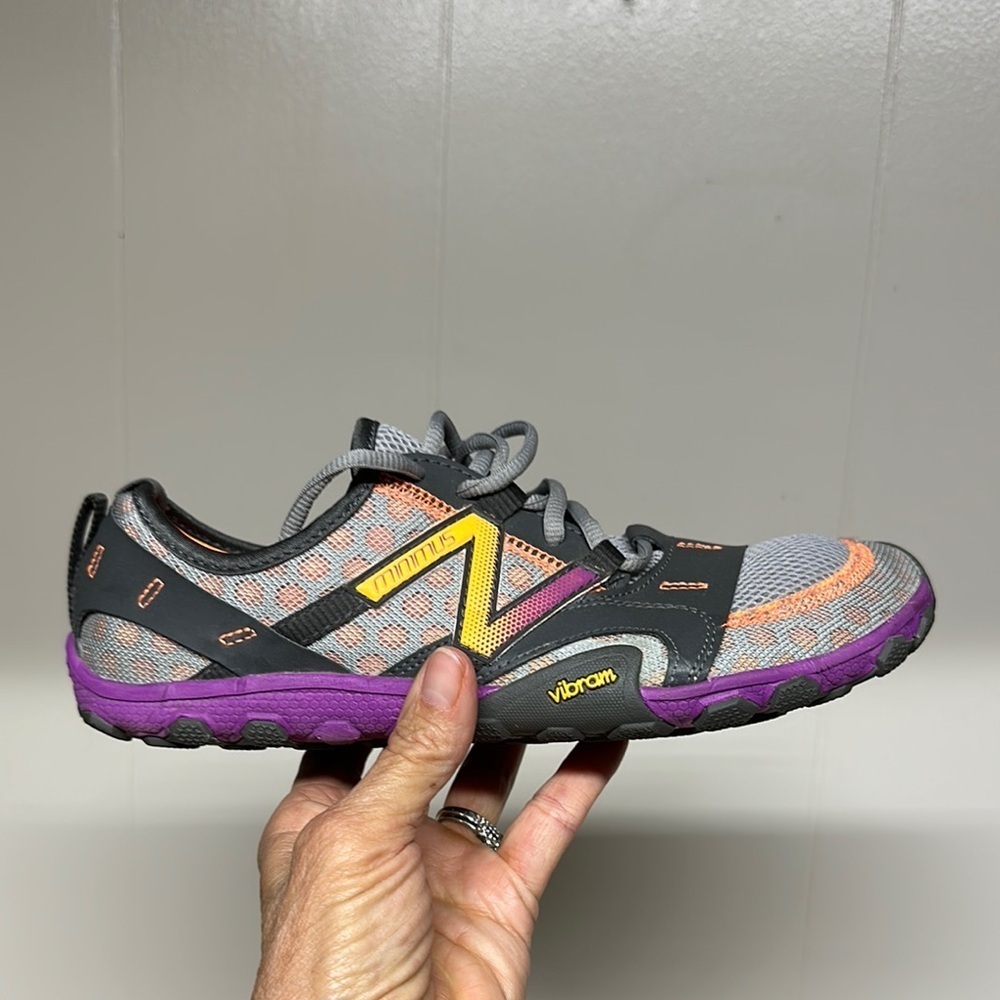 New Balance Gray and Purple Athletic Shoes with Mesh Upper - Picture 2 of 13